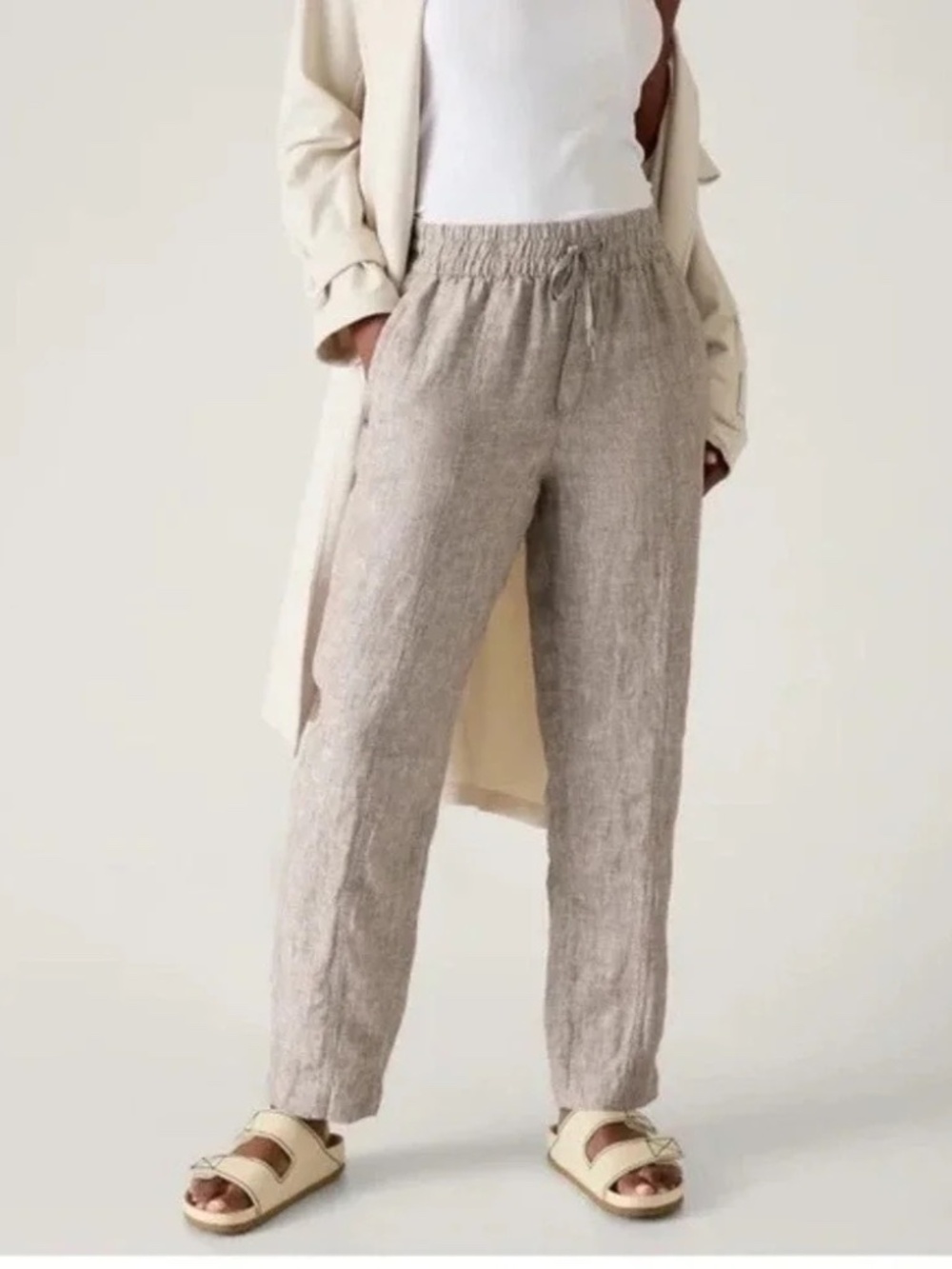 Athleta Retreat Linen High Rise Ankle Pants Women's Medium